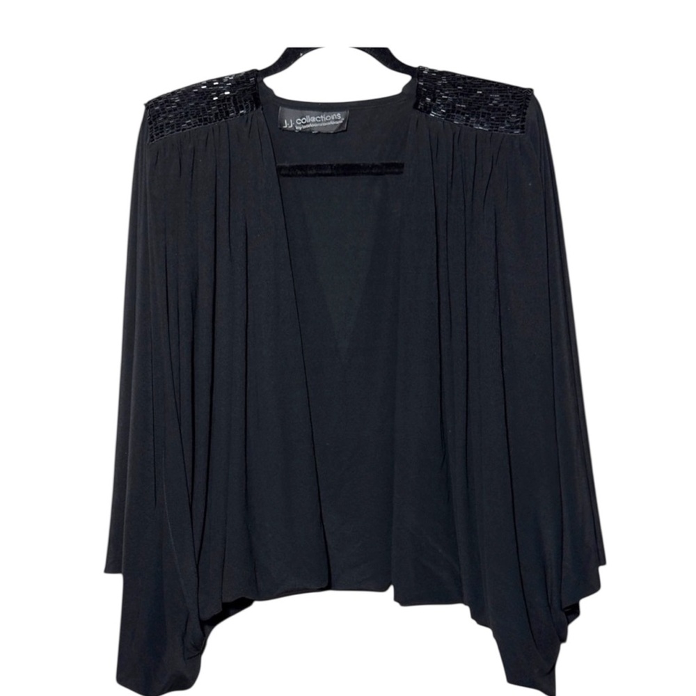 J.J. Collections Cardigan Cape Large Formal Embellished Beaded Shoulders Flowy